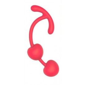 Красные силиконовые вагинальные шарики с ограничителем